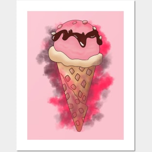 Ice Cream with painting and smoke effects Posters and Art